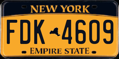 NY license plate FDK4609