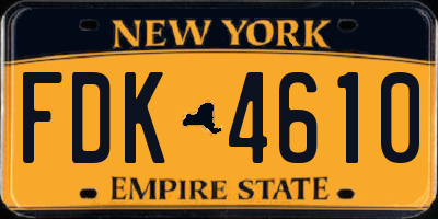 NY license plate FDK4610