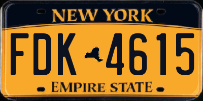 NY license plate FDK4615