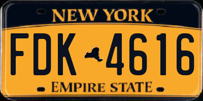 NY license plate FDK4616