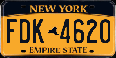 NY license plate FDK4620