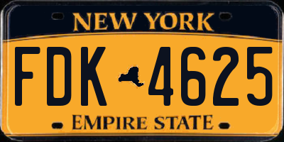 NY license plate FDK4625