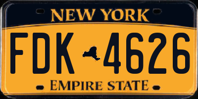NY license plate FDK4626