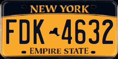 NY license plate FDK4632