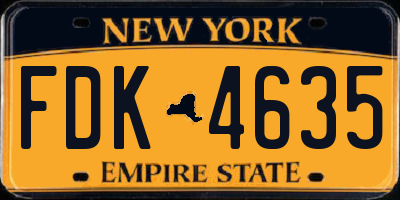 NY license plate FDK4635