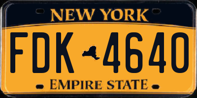 NY license plate FDK4640