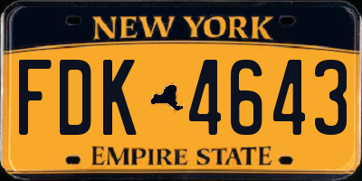 NY license plate FDK4643