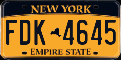 NY license plate FDK4645
