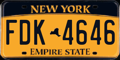 NY license plate FDK4646