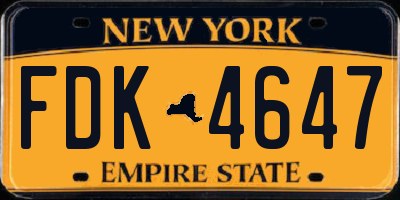 NY license plate FDK4647