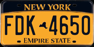 NY license plate FDK4650