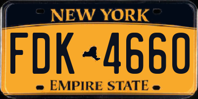 NY license plate FDK4660