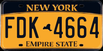 NY license plate FDK4664