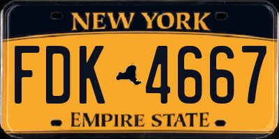 NY license plate FDK4667
