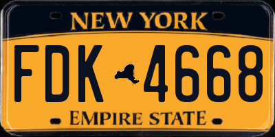 NY license plate FDK4668