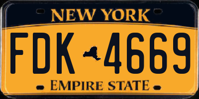 NY license plate FDK4669