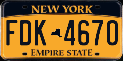 NY license plate FDK4670