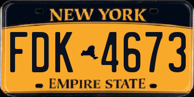 NY license plate FDK4673