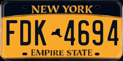 NY license plate FDK4694