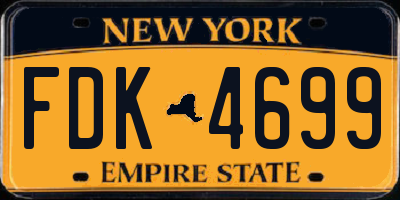 NY license plate FDK4699