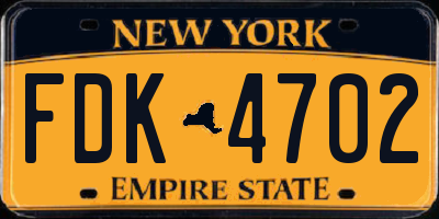 NY license plate FDK4702