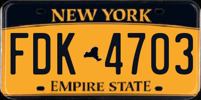 NY license plate FDK4703