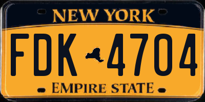 NY license plate FDK4704
