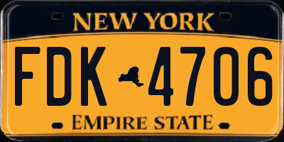 NY license plate FDK4706