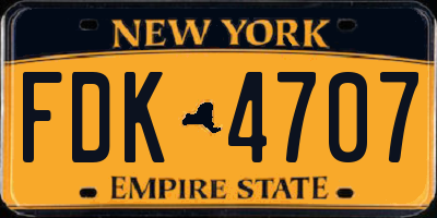 NY license plate FDK4707