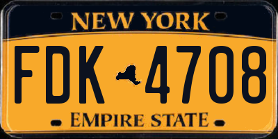 NY license plate FDK4708