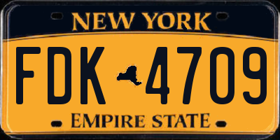 NY license plate FDK4709