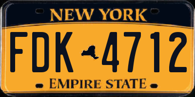 NY license plate FDK4712