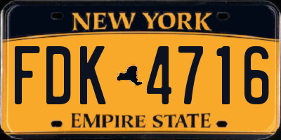 NY license plate FDK4716