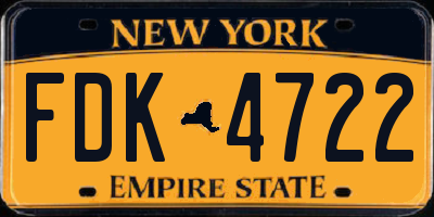 NY license plate FDK4722
