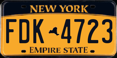 NY license plate FDK4723
