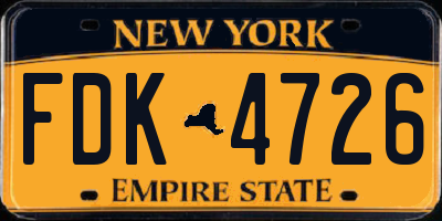 NY license plate FDK4726