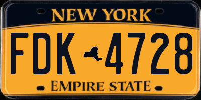 NY license plate FDK4728