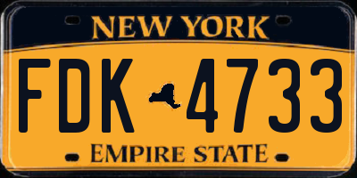 NY license plate FDK4733