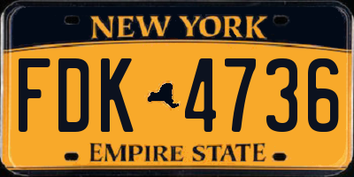 NY license plate FDK4736