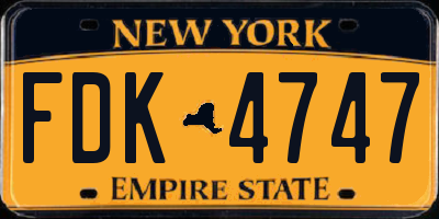 NY license plate FDK4747