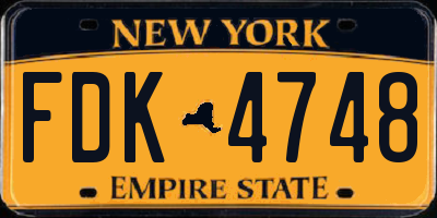 NY license plate FDK4748