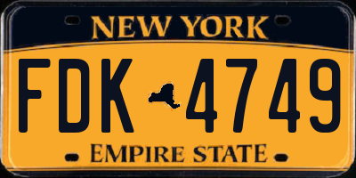 NY license plate FDK4749