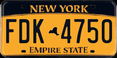 NY license plate FDK4750