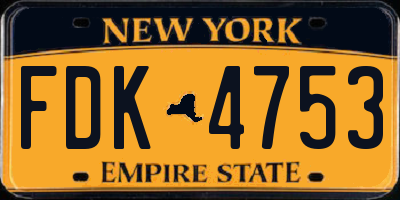 NY license plate FDK4753