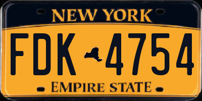 NY license plate FDK4754