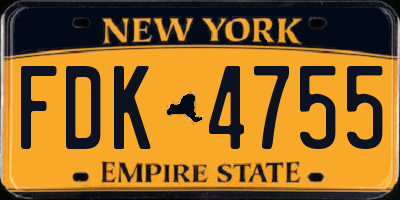 NY license plate FDK4755