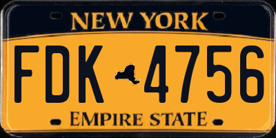 NY license plate FDK4756