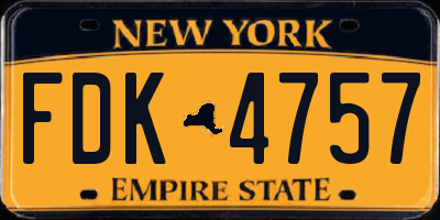 NY license plate FDK4757