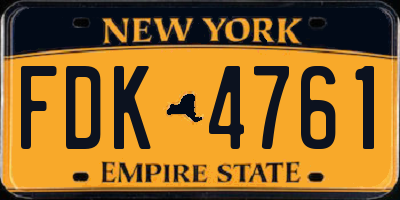 NY license plate FDK4761