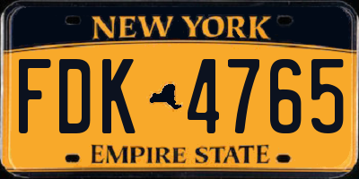NY license plate FDK4765